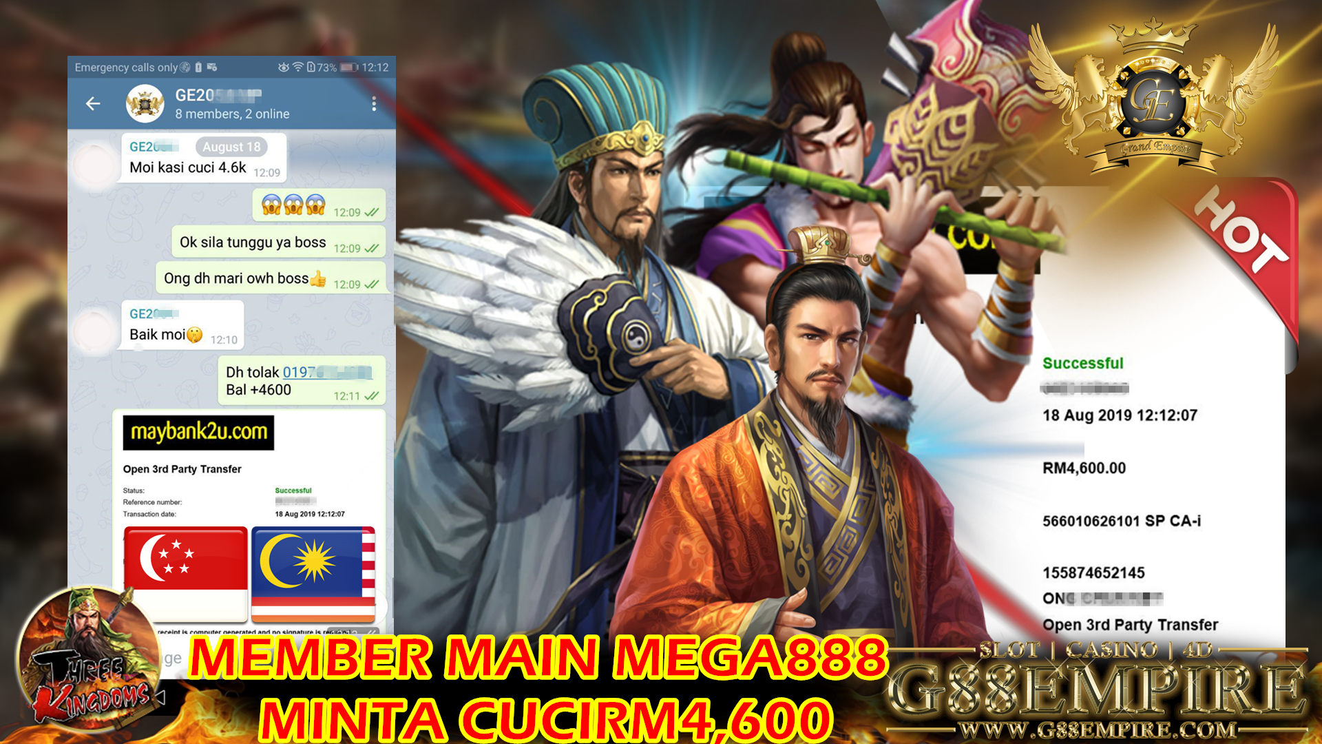 MEGA888 FT.THREE KINGDOM CUCI RM4600 !! 