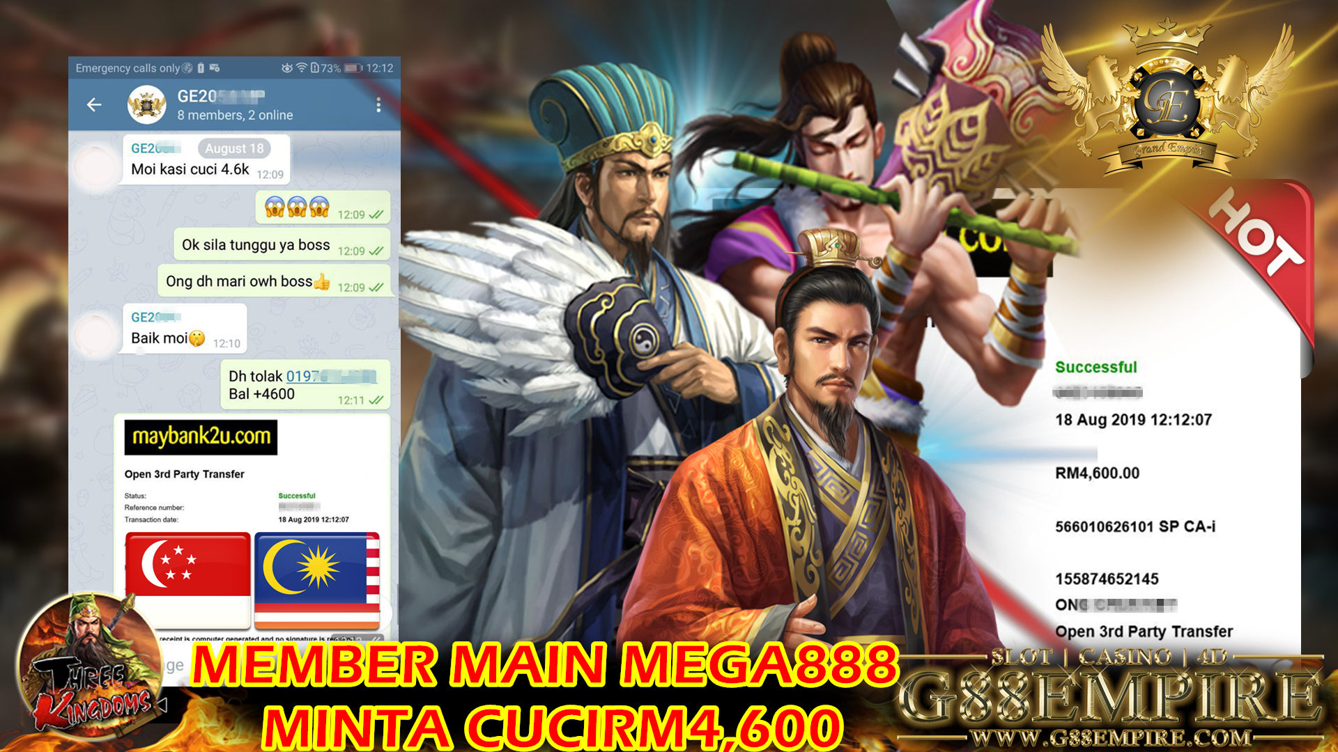 Mega888 ft.Three Kingdom Cuci RM4600 !! 