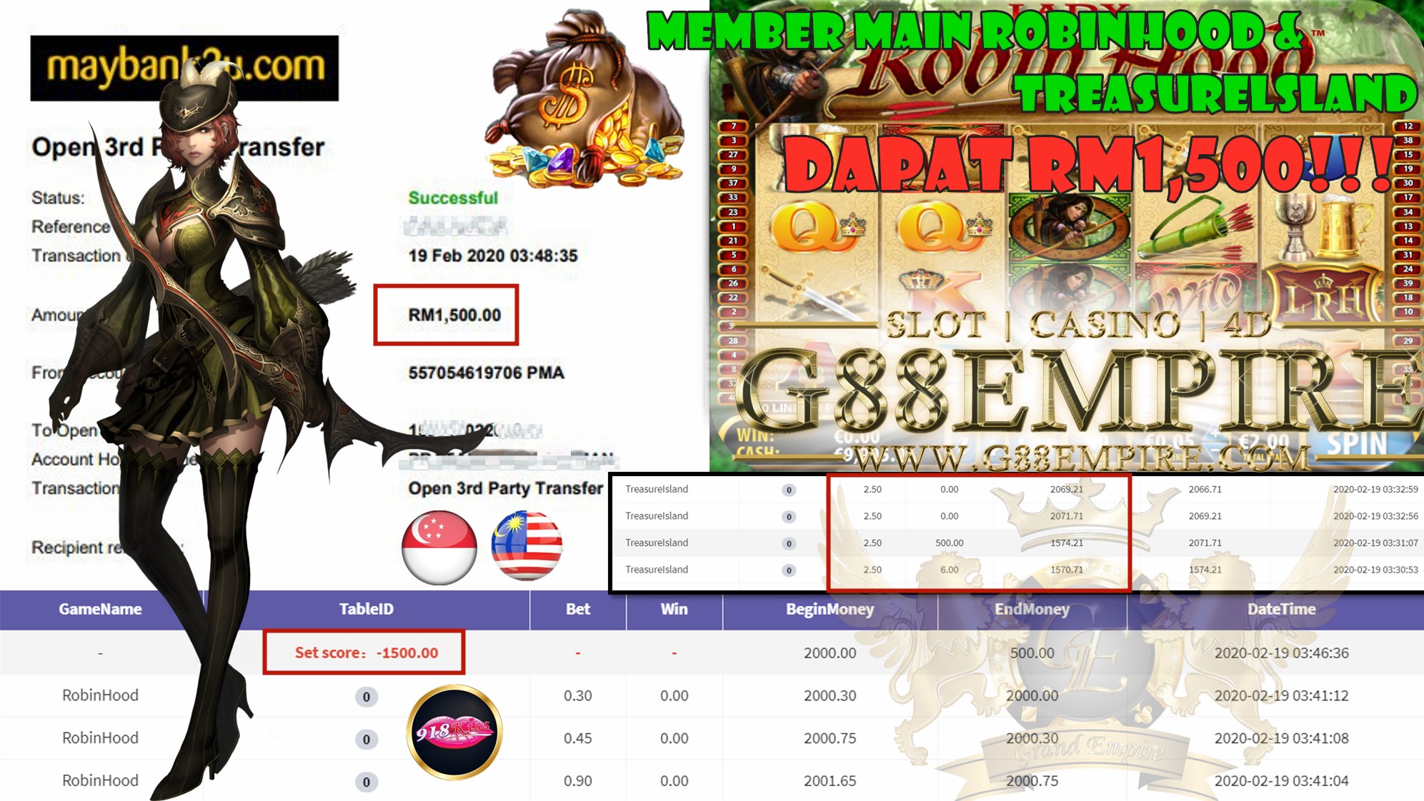 MEMBER MAIN ROBIN HOOD & TREASURELSLAND CUCI RM1,500!!!