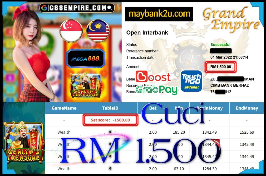 MEGA888 - WEALTH TREASURE CUCI RM1,500 !!!