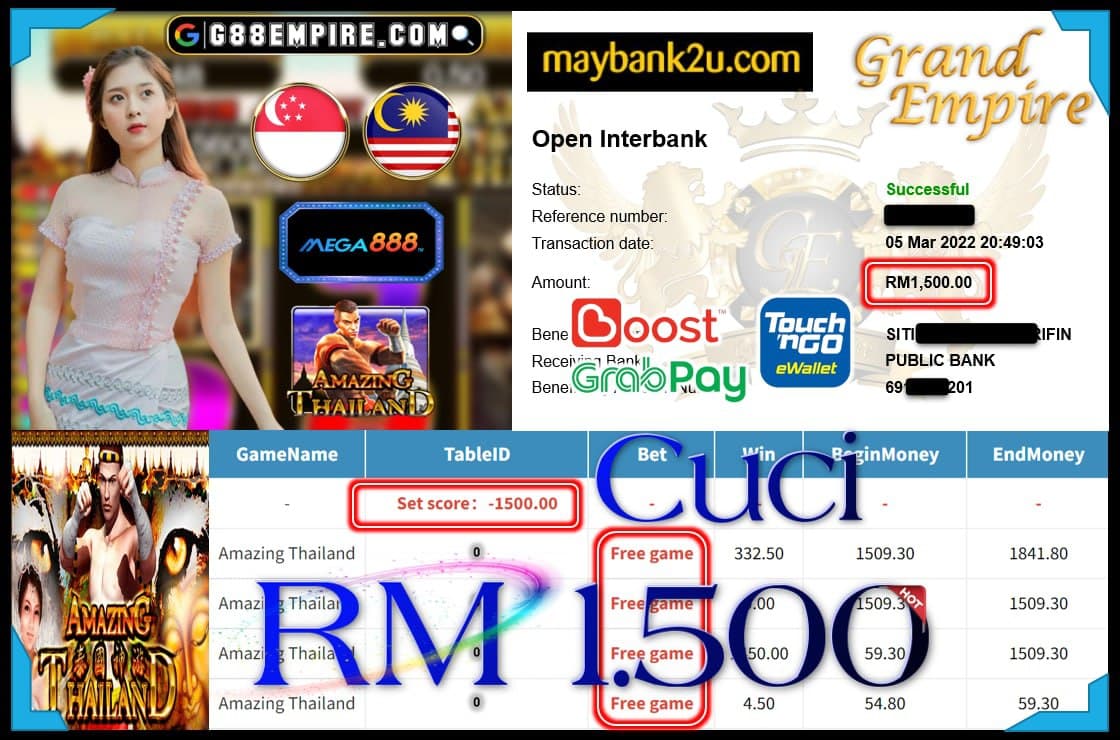 MEGA888 - AMAZING THAILAND CUCI RM1,500 !!!