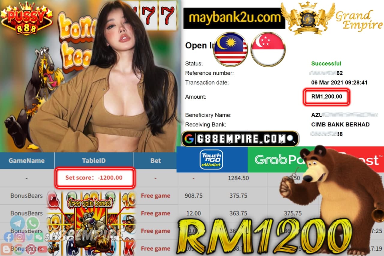 PUSSY888 - BONUSBEARS CUCI RM1,200 !!!