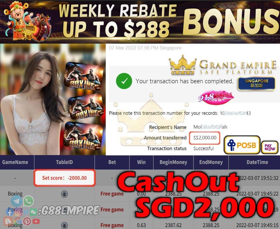 918KISS - BOXING CASHOUT SGD2000 !!!