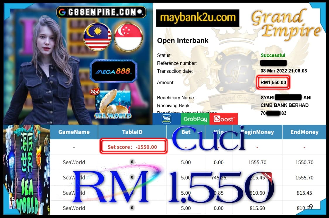 MEGA888 - SEAWORLD CUCI RM1,550 !!!