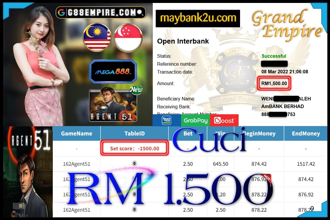 MEGA888 - AGENT51 CUCI RM1,500 !!!