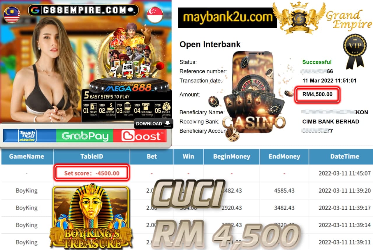 MEGA888 - BOYKING CUCI RM4,500 !!!