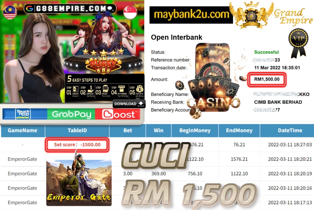 PUSSY888 - EMPERORGATE CUCI RM1,500 !!!