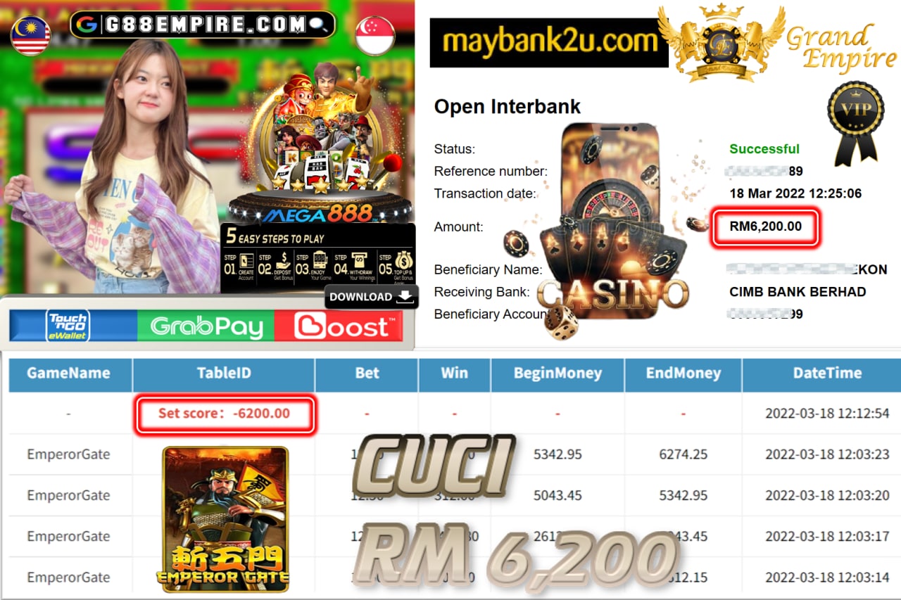 MEGA888 - EMPERORGATE CUCI RM6,200 !!!