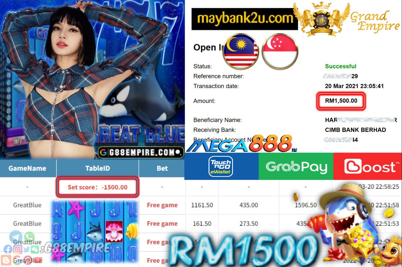 MEGA888 - GREATBLUE CUCI RM1,500 !!!