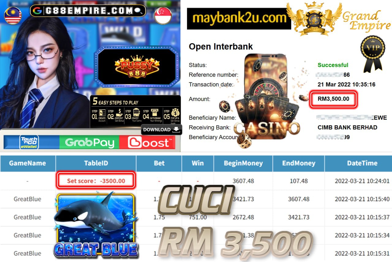 PUSSY888 - GREATBLUE CUCI RM3,500 !!!