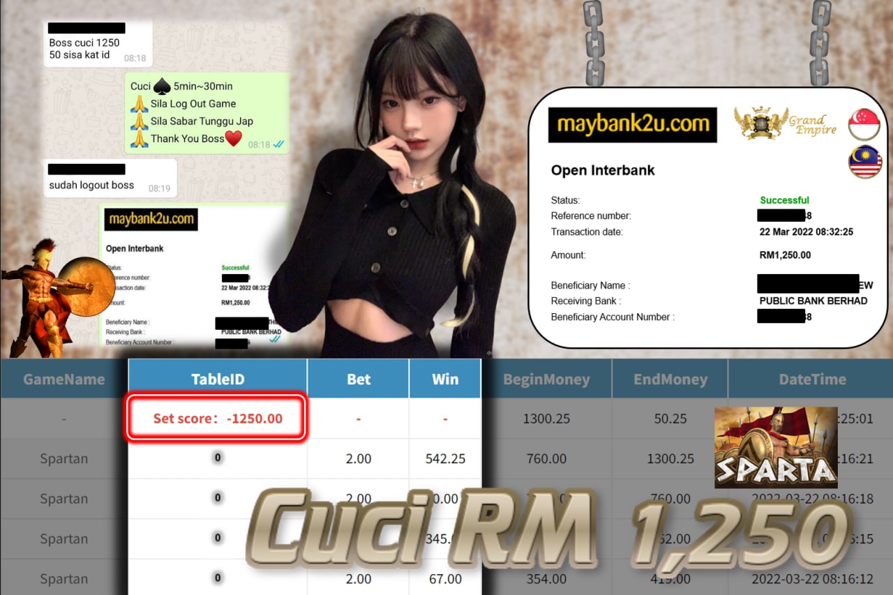 PUSSY888 - SPARTAN CUCI RM1,250 !!!