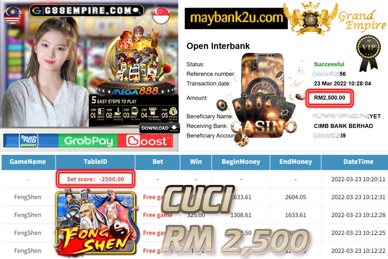 MEGA888 - FENGSHEN CUCI RM2,500 !!!