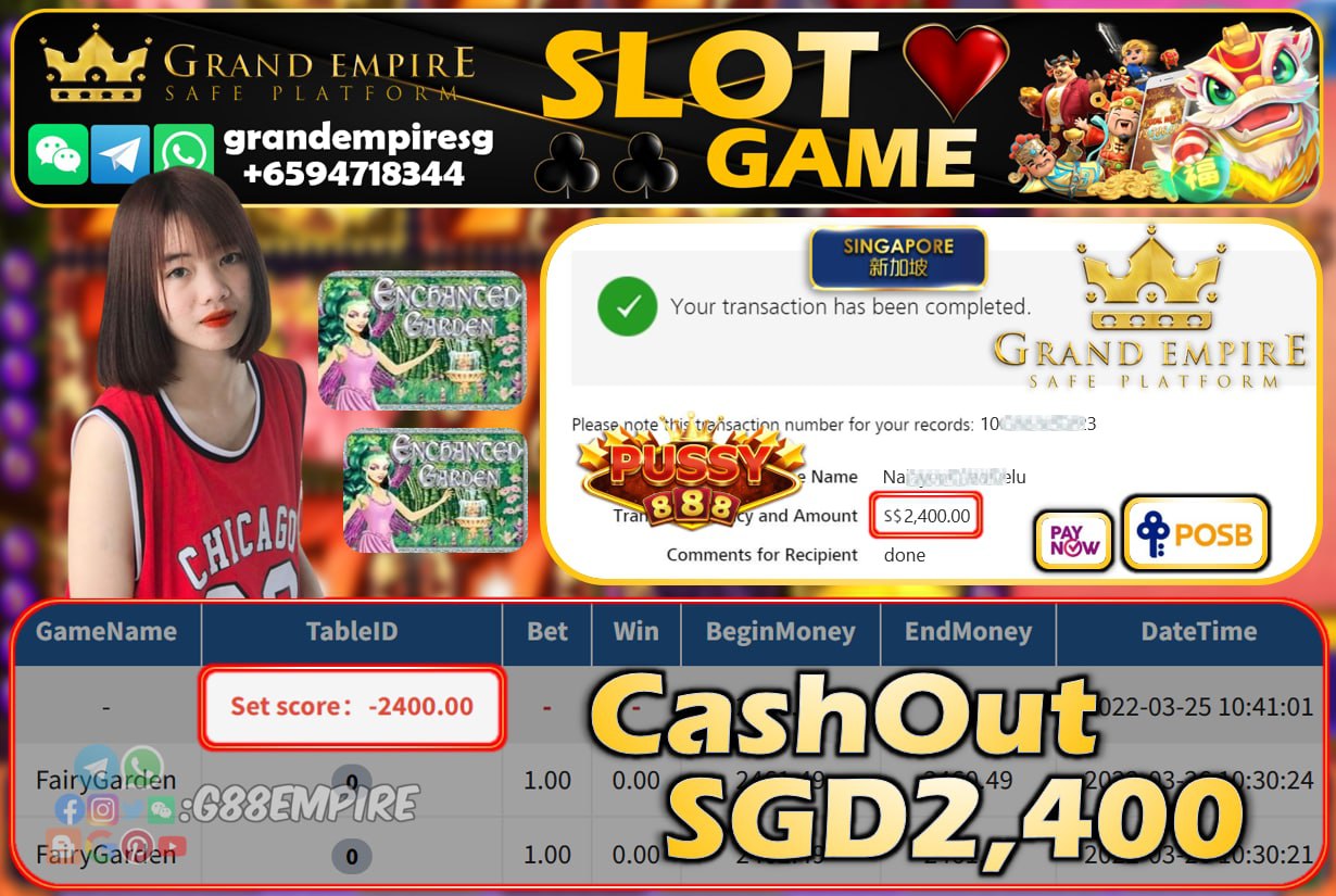 PUSSY888 - FAIRYGARDEN CASHOUT SGD2400 !!!