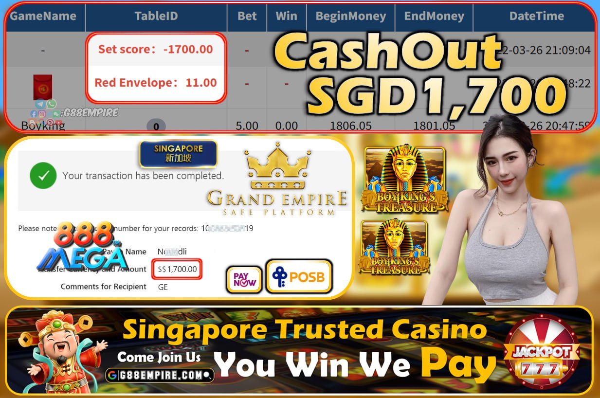 MEGA888 - BOYKING CASHOUT SGD1700 !!!