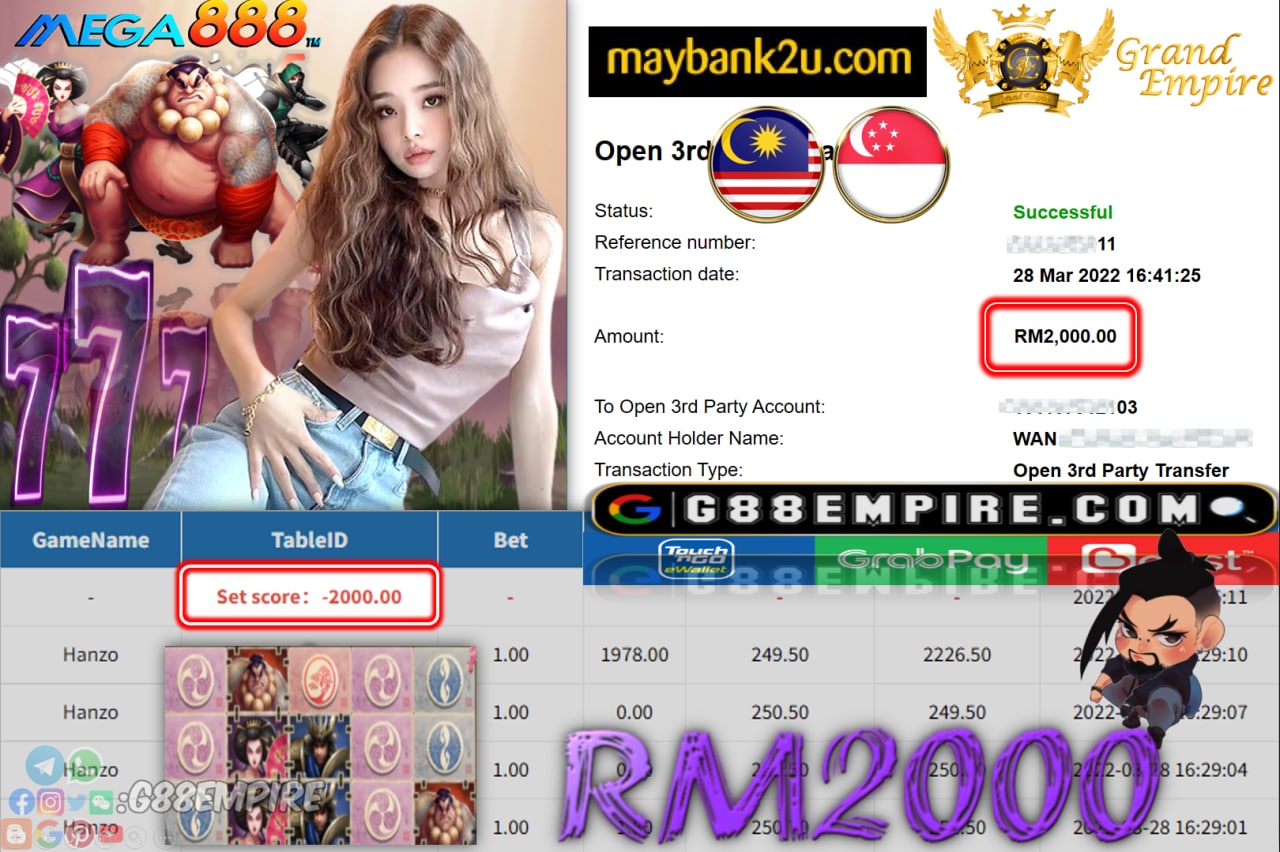 MEGA888 - HANZO CUCI RM2,000 !!!