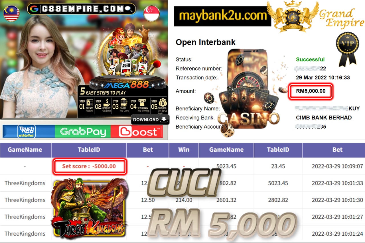 MEGA888 - THREEKINGDOMS CUCI RM5,000 !!!