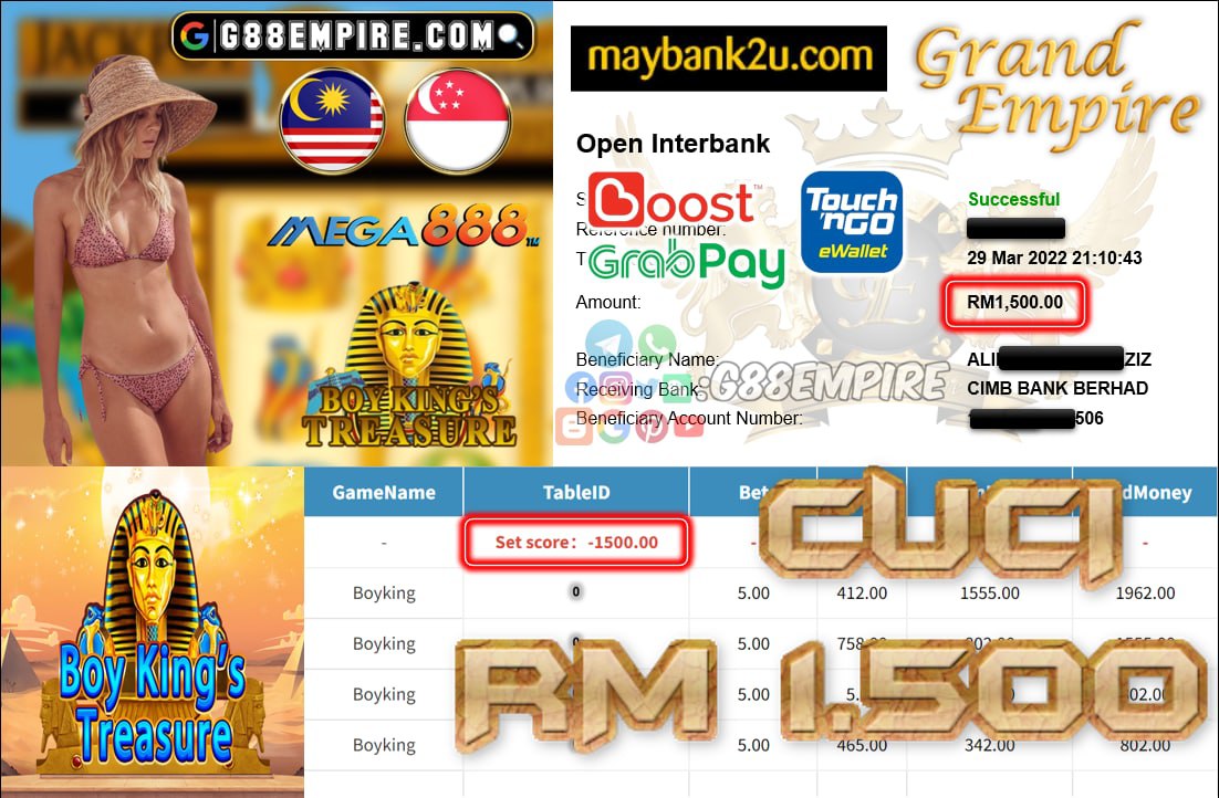 MEGA888 - BOYKING CASHOUT RM1.500 !!!