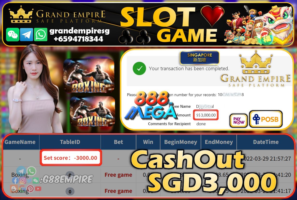 MEGA888 - BOXING CASHOUT SGD3000 !!!