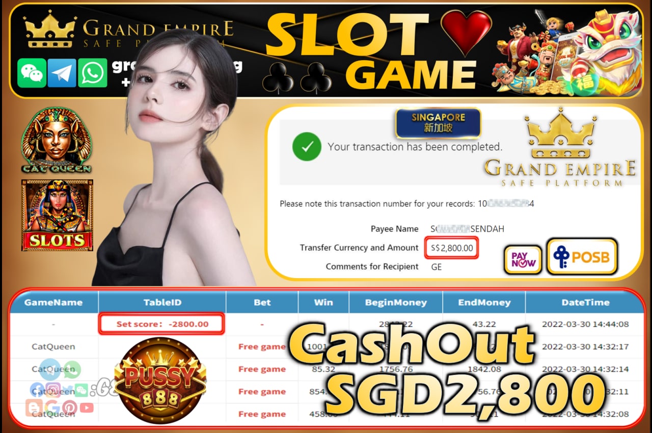 PUSSY888 - CATQUEEN CASHOUT SGD2,800 !!!