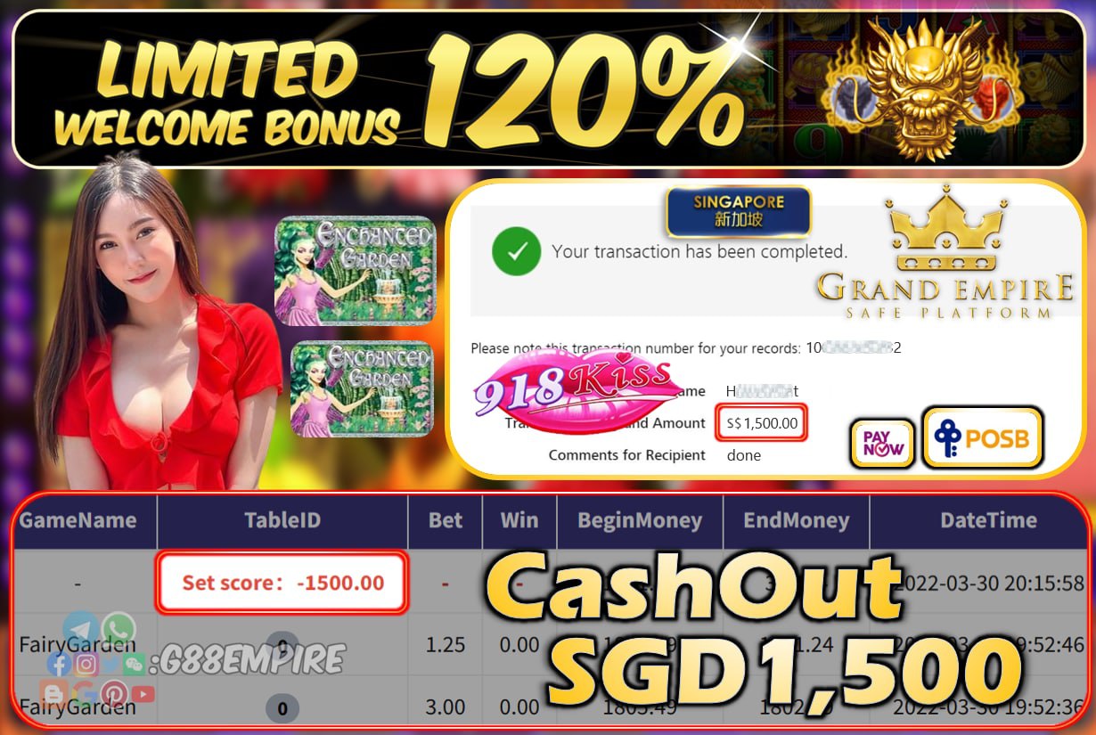 918KISS - FAIRY GARDEN CASHOUT SGD1500 !!!