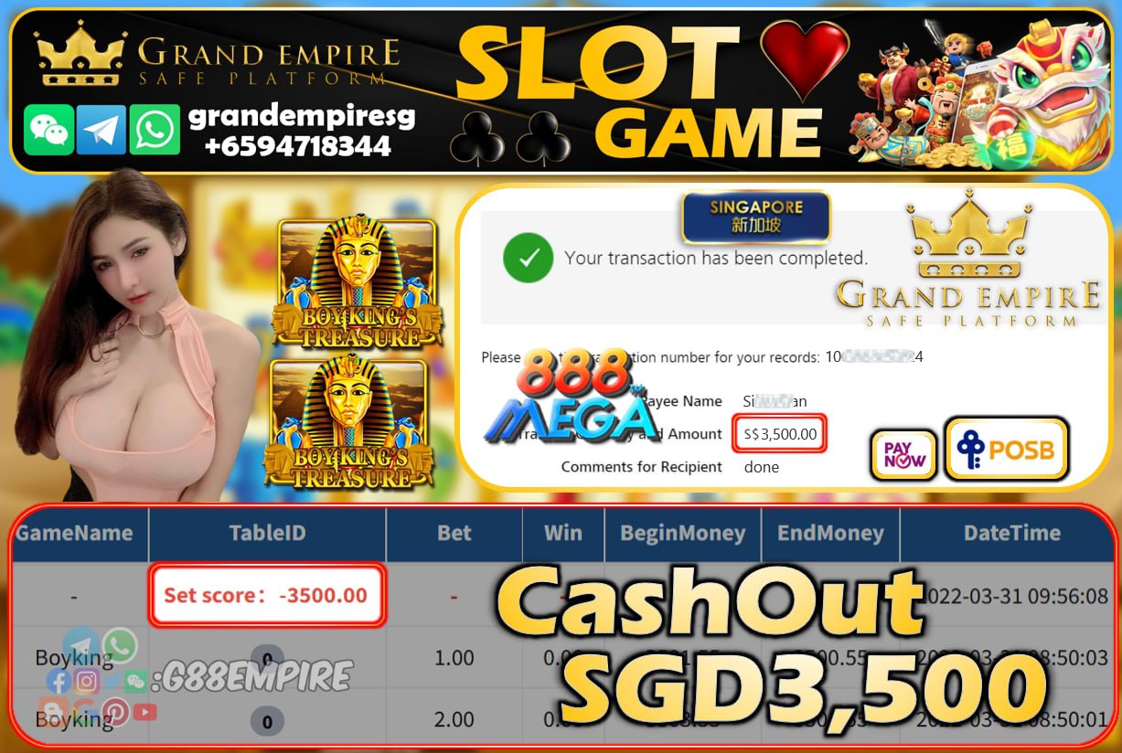 MEGA888 - BOYKING CASHOUT SGD3500 !!!