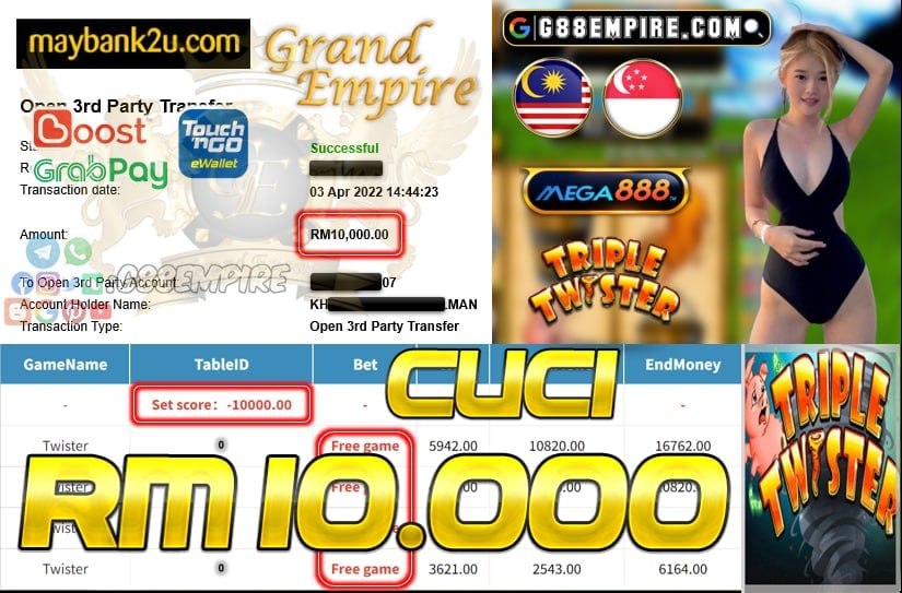 MEGA888 - TRIPLETWISTER - CUCI RM10.000 !!!