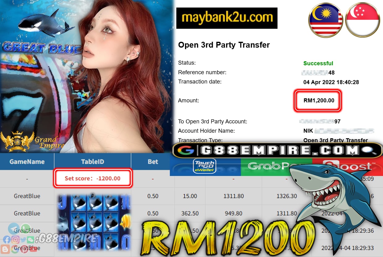 MEGA888 - GREATBLUE CUCI RM1,200 !!!