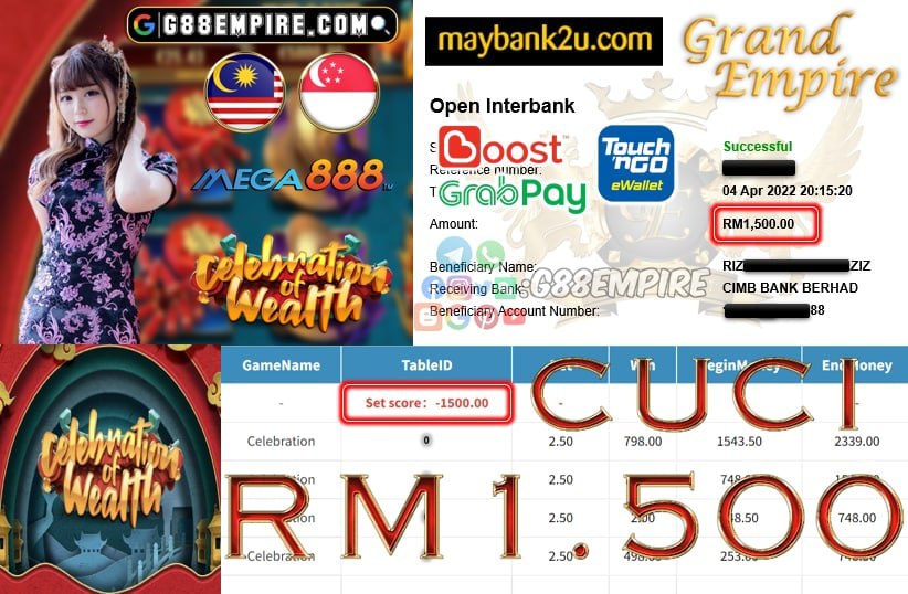 MEGA888 - CELEBRATION OF WEALTH - CUCI RM1.500 !!!!