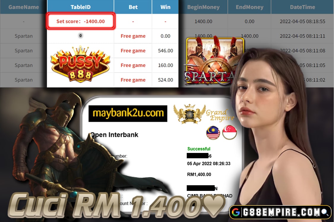 PUSSY888 - SPARTAN CUCI RM1,400 !!!