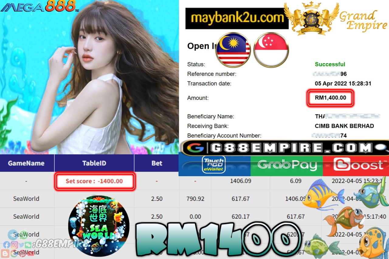 MEGA888 - SEAWORLD CUCI RM1,400 !!!