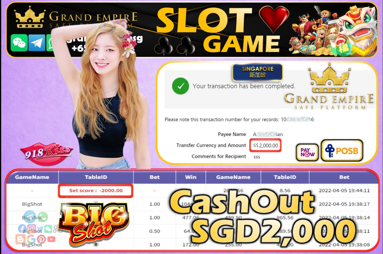 918KISS - BIGSHOT CASHOUT SGD2000 !!!