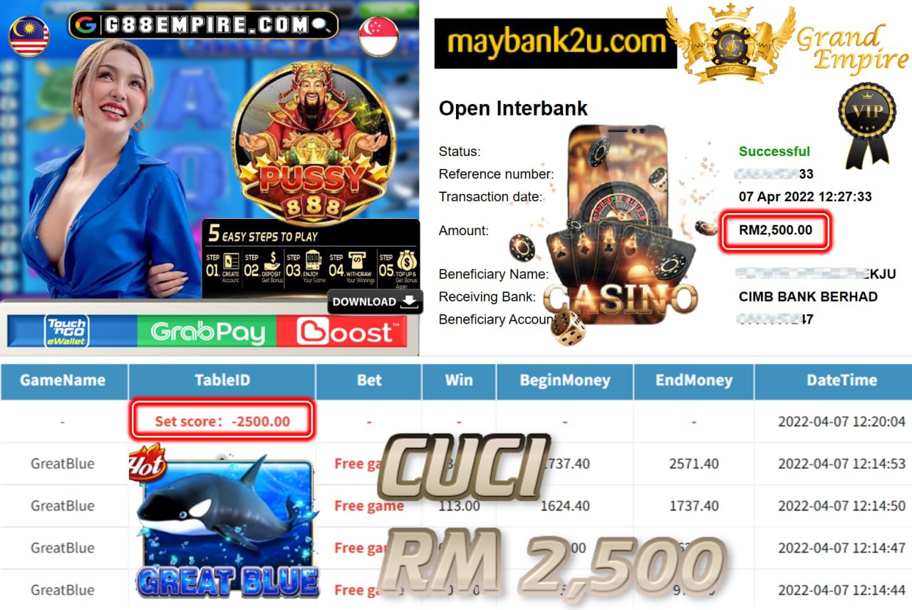 PUSSY888 - GREATBLUE CUCI RM2,500 !!!