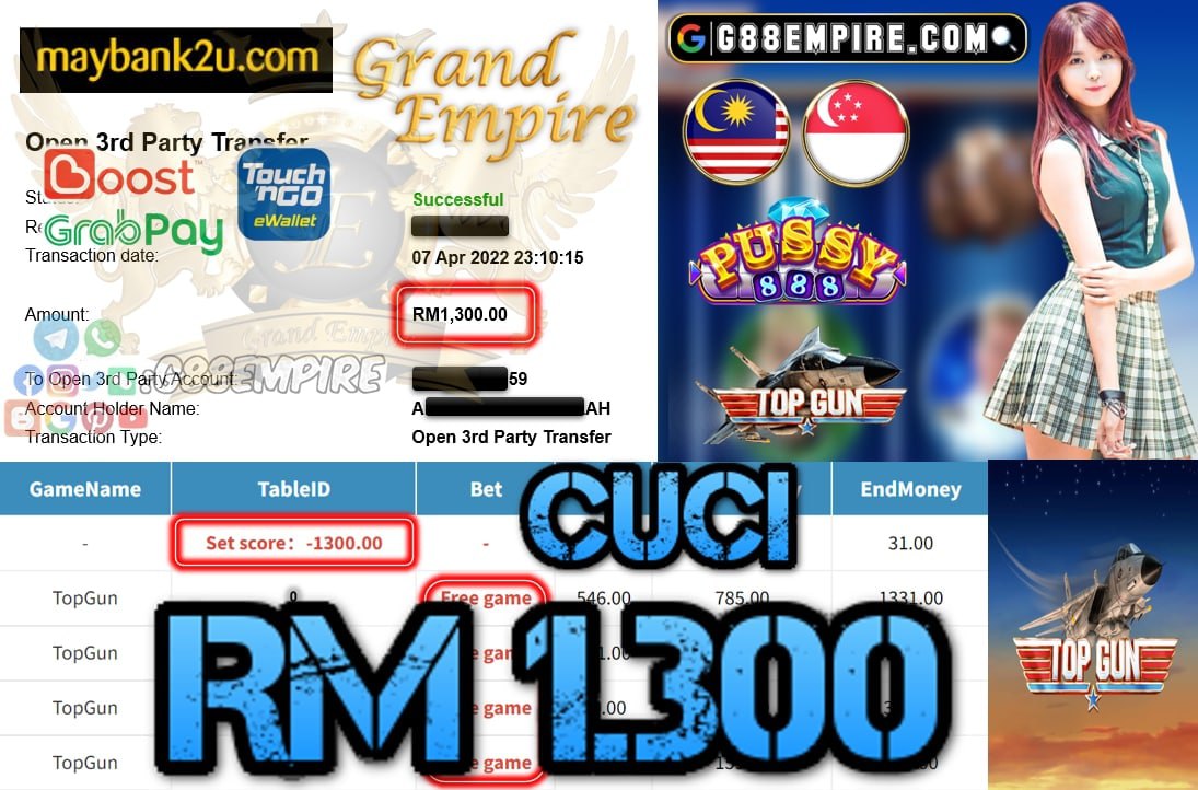 PUSSY888 - TOPGUN - CUCI RM1.300 !!!!!