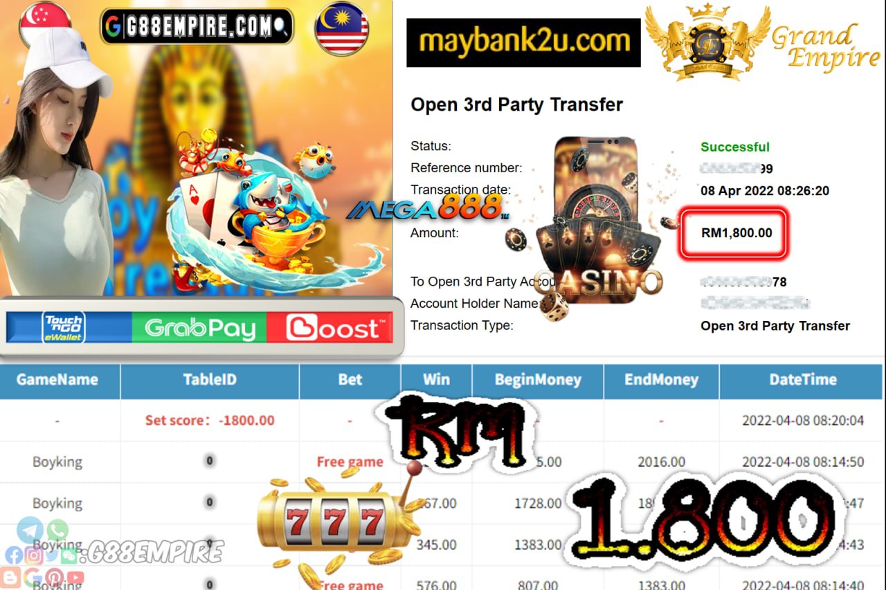 MEGA888 - BOYKING CUCI RM1,800 !!!