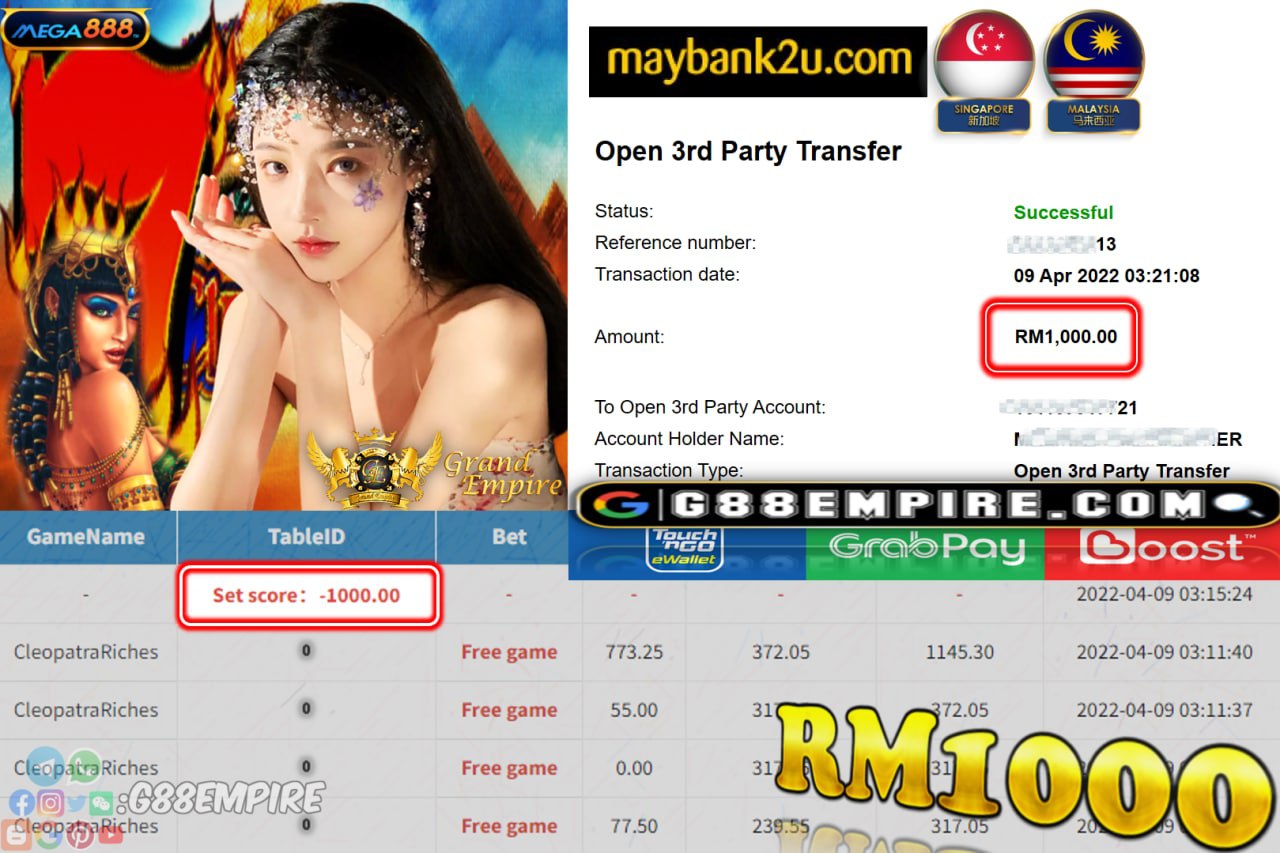 MEGA888 - CLEOPATRARICHES CUCI RM1,000 !!!