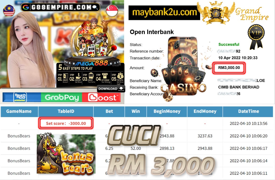 MEGA888 - BONUSBEARS CUCI RM3,000 !!!