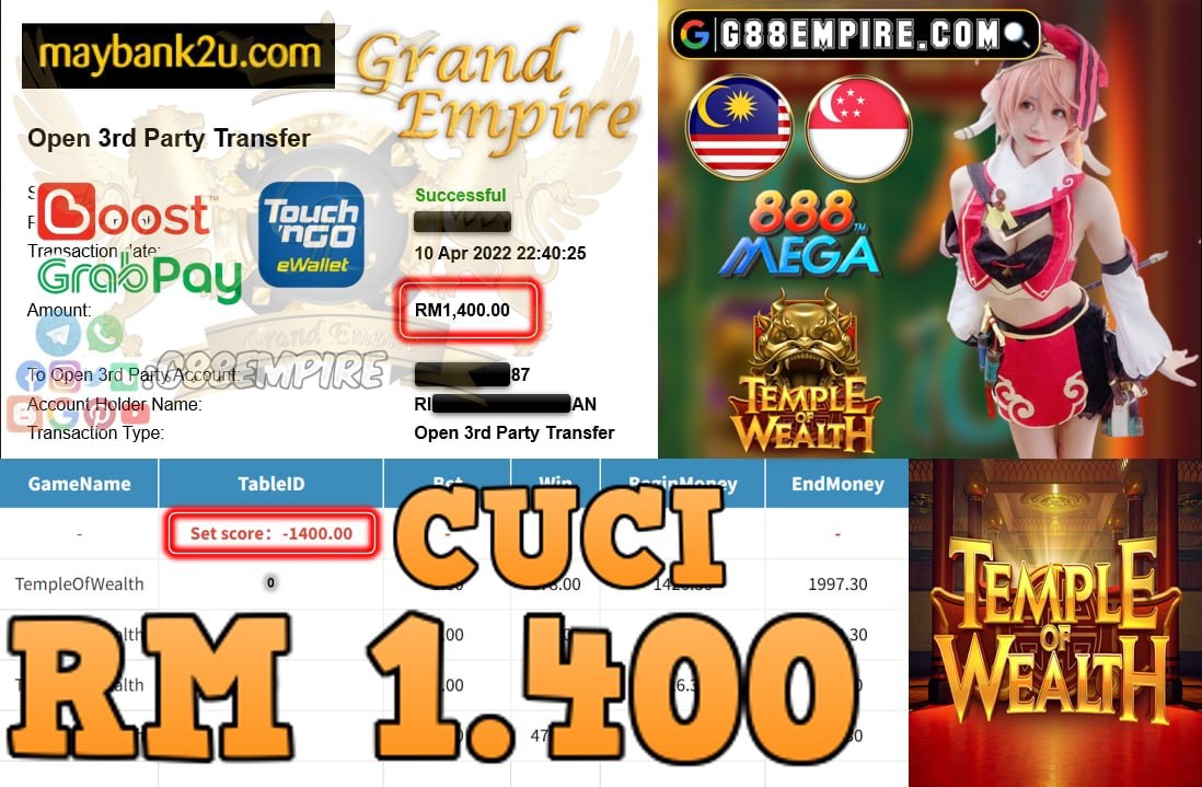 MEGA888 - TEMPLEOFWEALTH - CUCI RM 1.400 !!!!!