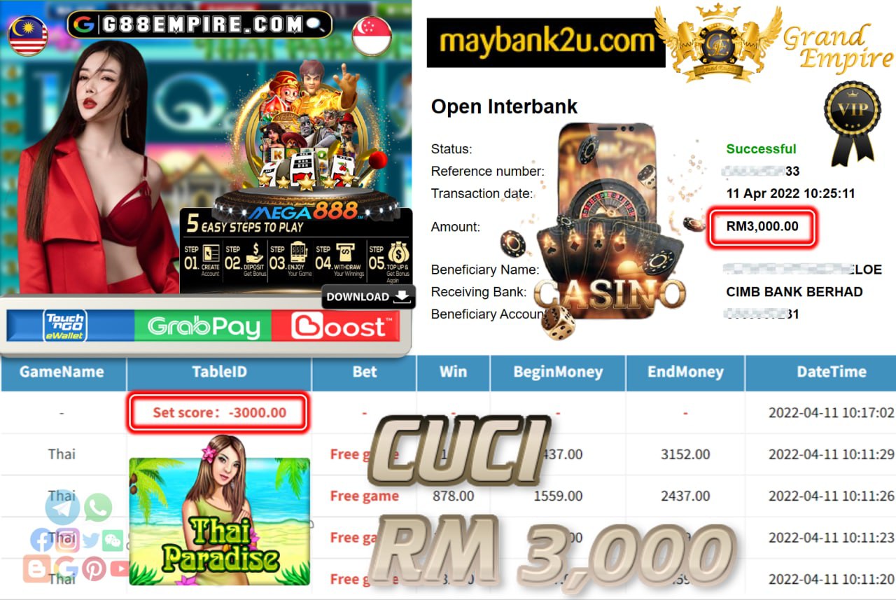 MEGA888 - THAI CUCI RM3,000 !!!