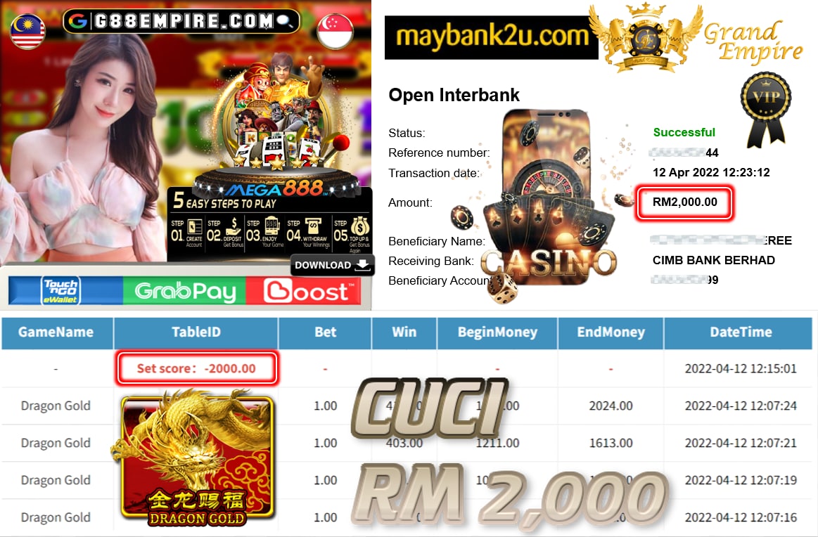 MEGA888 - DRAGONGOLD CUCI RM2,000 !!!