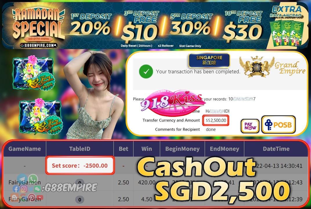 918KISS - FAIRYGARDEN CASHOUT SGD2500 !!!