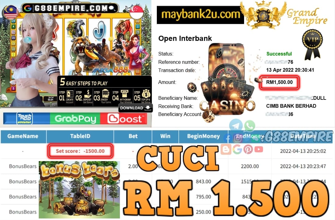 MEGA888 - BONUSBEARS - CUCI RM1.500 !!!!