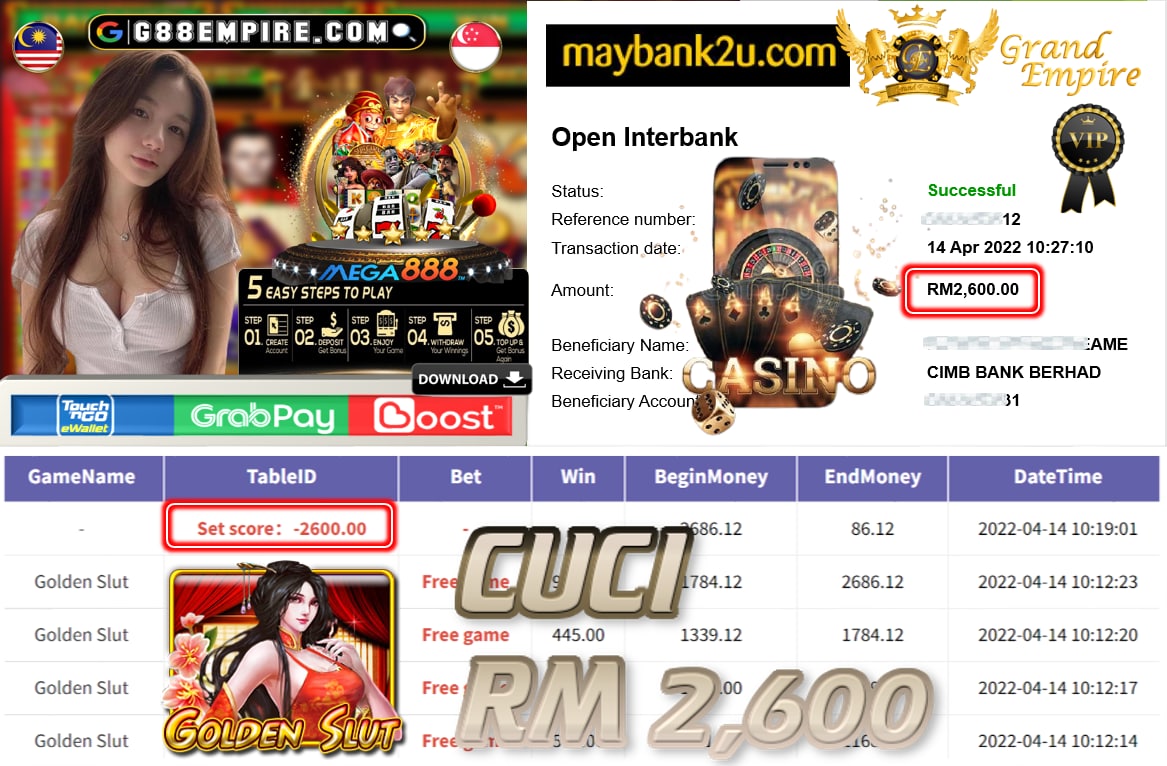 MEGA888 - GOLDENSLUT - CUCI RM2.600 !!!!