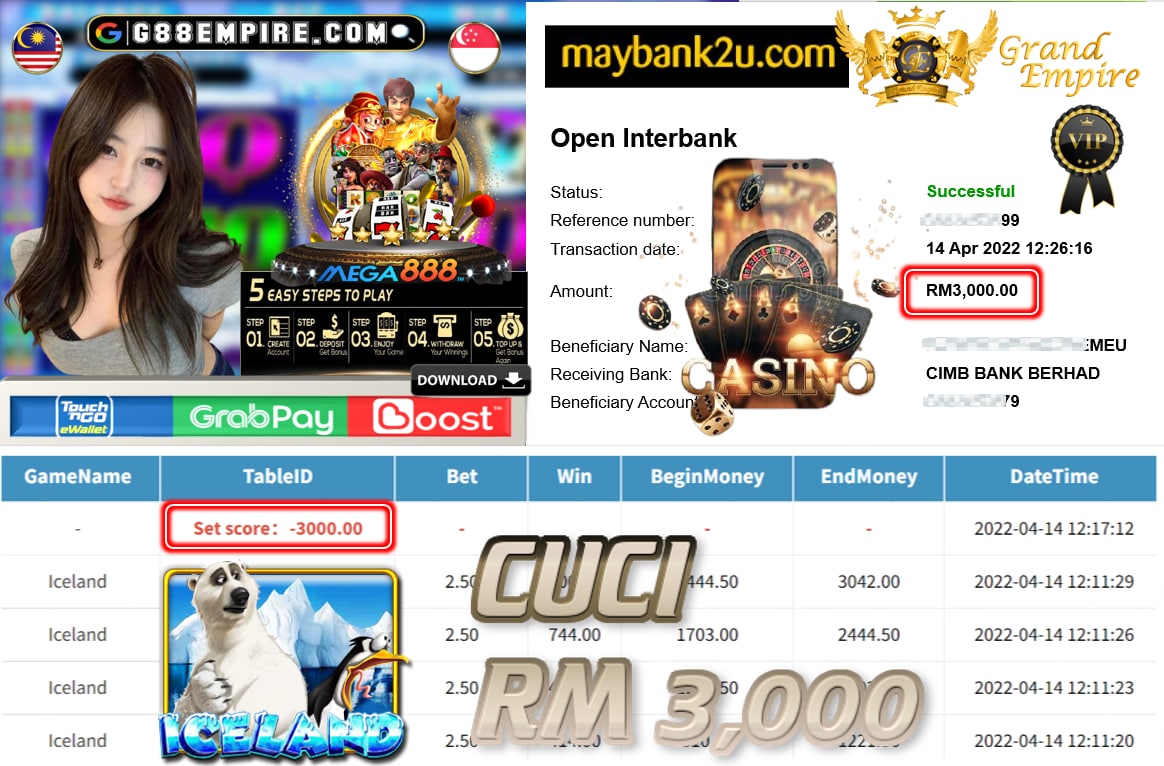 MEGA888 - ICELAND - CUCI RM3.000 !!!!