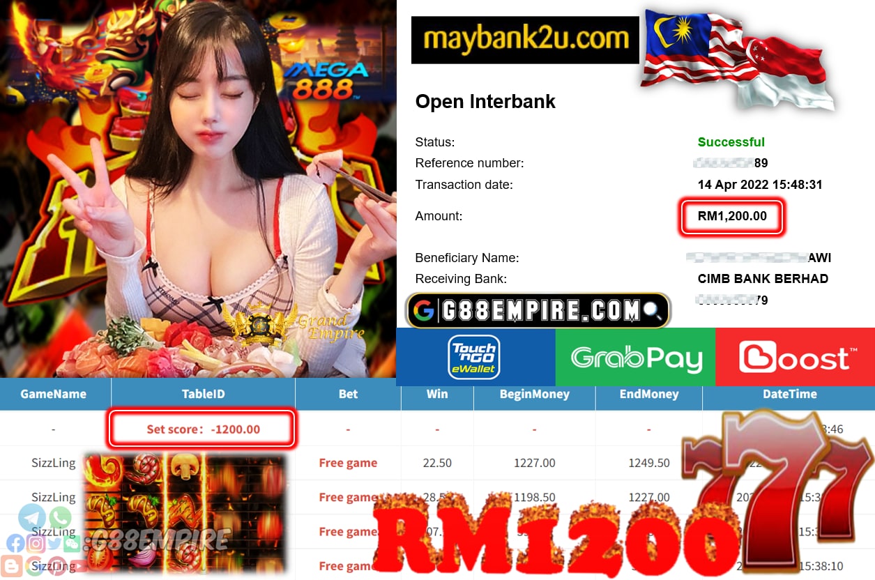 MEGA888 - SIZZLING - CUCI RM1,200 !!!!