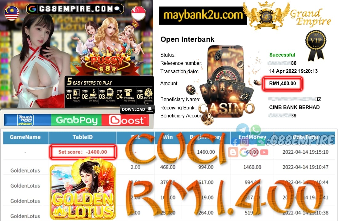 PUSSY888 - GOLDENLOTUS - CUCI RM1.400 !!!!