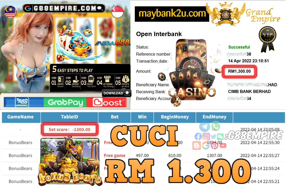 MEGA888 - BONUSBEARS - CUCI RM1.300 !!!!