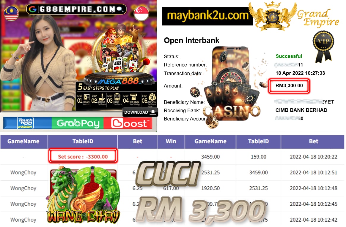 MEGA888 WONGCHOY - CUCI RM3.300 !!!!