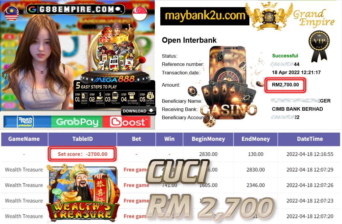 MEGA888 WEALTHTREASURE - CUCI RM2.700 !!!!