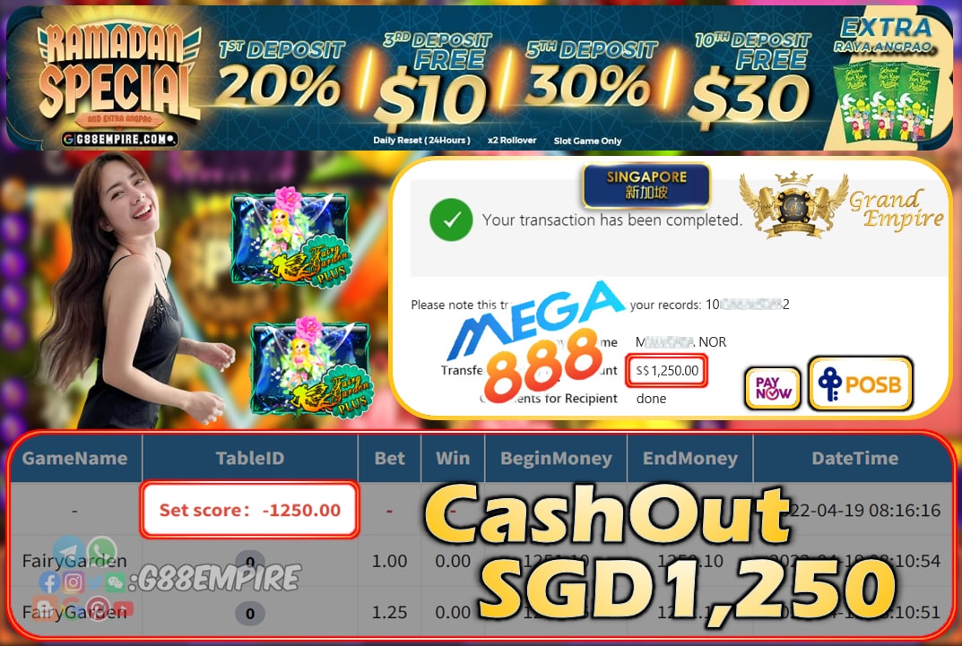 MEGA888 - FAIRYGARDEN CASHOUT SGD1250 !!!