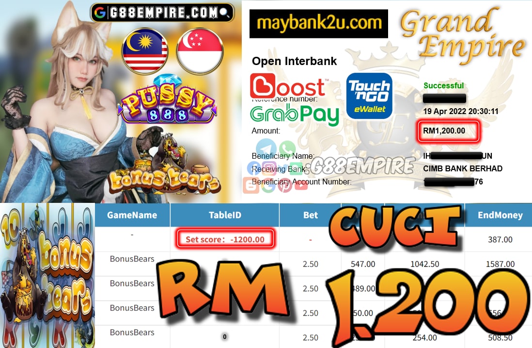 PUSSY888 - BONUSBEARS -  CUCI RM 1.200 !!!!